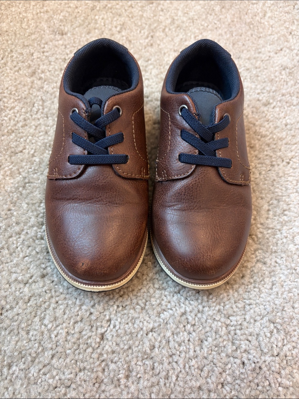 Mix No 6 Kids Brown Leather Casual Shoes with Navy Laces